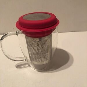 Gelmoment glass tea mug with infuser, lid and silicone band- like new